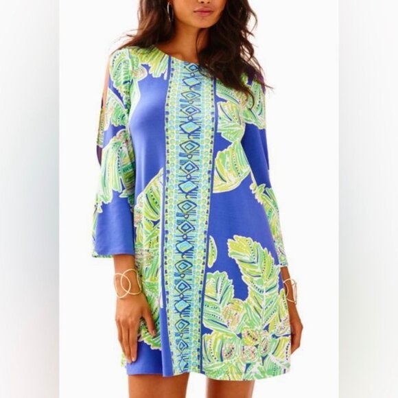 Lilly Pulitzer Womens Ophelia Swing Dress Iris Blue Latitude Adjustment size S - Picture 1 of 16